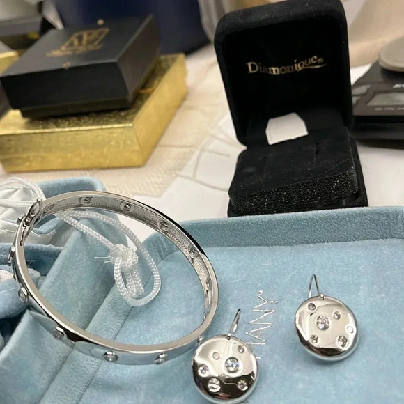 🌟 Epiphany & Diamonique Matching Necklace, Bracelet, Earring - QVC Early 2000's - Picture 4 of 17